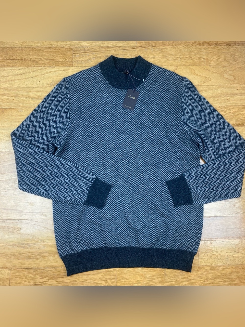 Tasso Elba Mens Herringbone Pullover Sweater Size Medium, Mock Neck